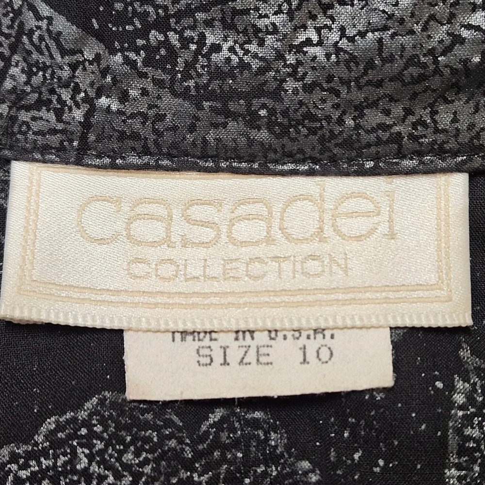 Black/Gray Casedei Collection Vintage 80s-90s Textured‎ Jacket & Skirt Size 10